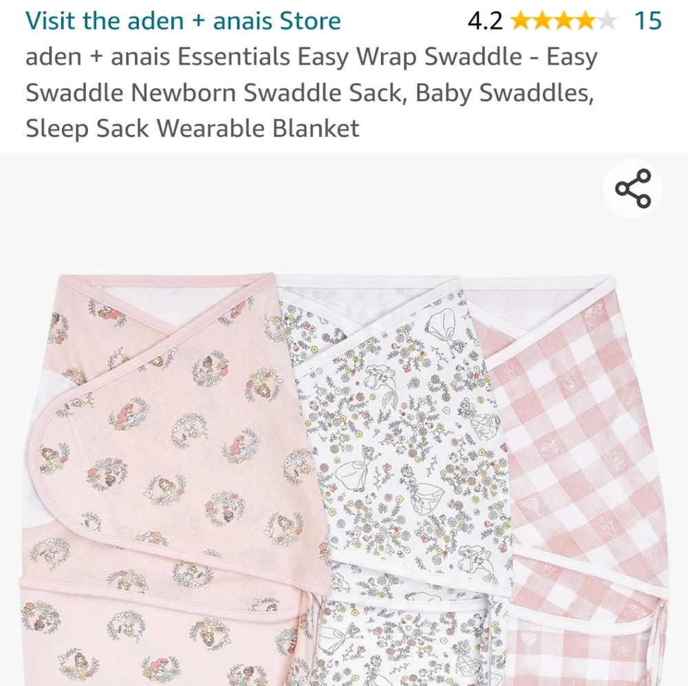 Disney baby Arden + Anais Swaddle Princesses Brand New!